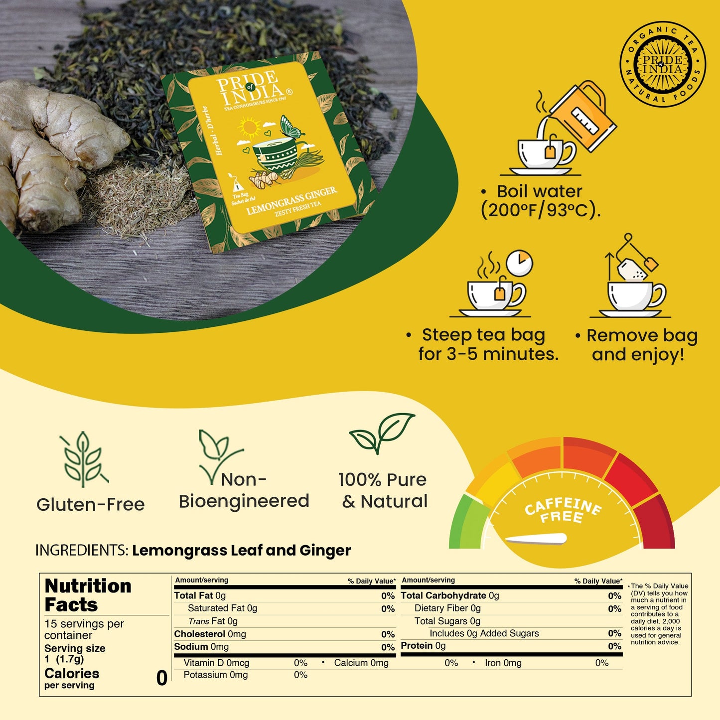 Lemongrass Ginger - Zesty Fresh Tea Bags